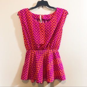 Paper Crane top - size medium - purple & orange